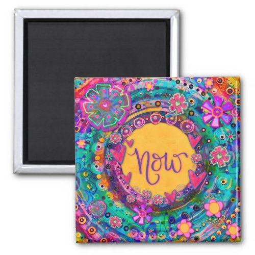 Now Pretty Colorful Floral Modern Inspirivity Magnet