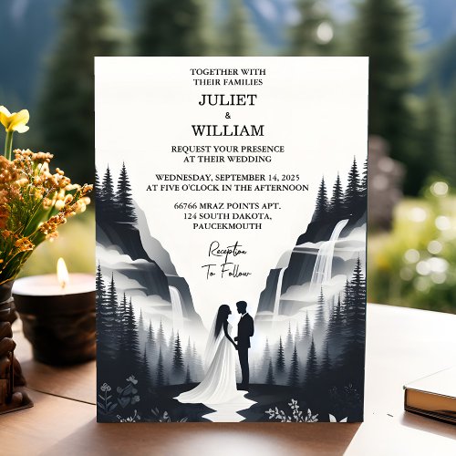 Now River Rain Cloud Nature Smoky Mountain Wedding Invitation