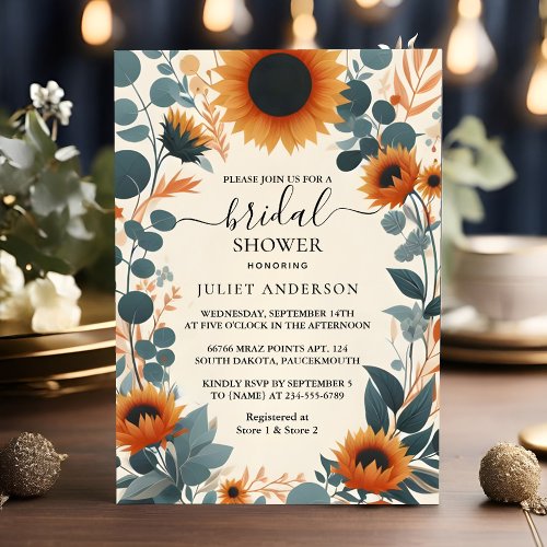 Now Rustic Garden Greenery Sunflower Bridal Shower Invitation