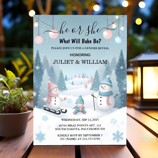 Now Rustic Snow Cold Ice Cozy Winter Gender Reveal Invitation (Creator Uploaded)