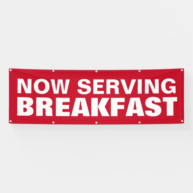 Now Serving Breakfast Red Bold Business Sign (Horizontal)