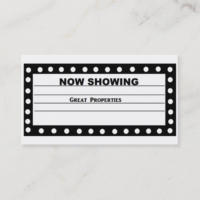 "Now Showing" Business Card (Front)