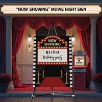 Now Showing Movie Night Birthday Welcome Sign
