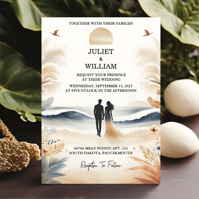 Now Spring Summer Ocean Beach Destination Wedding Invitation (Creator Uploaded)