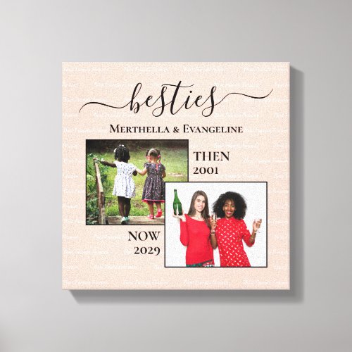Now Then 2 Photo Personalized BESTIES Canvas Print