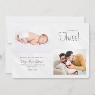 Now We Are Three Photo Birth Announcement