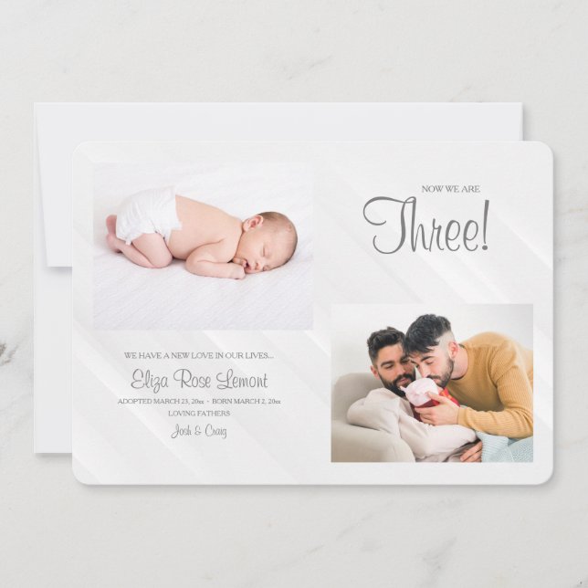 Now We Are Three Photo Birth Announcement (Front)
