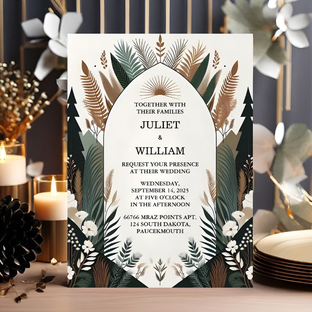 Now Wood Tree Forest Rustic Barn Farm Arch Wedding Invitation (Creator Uploaded)