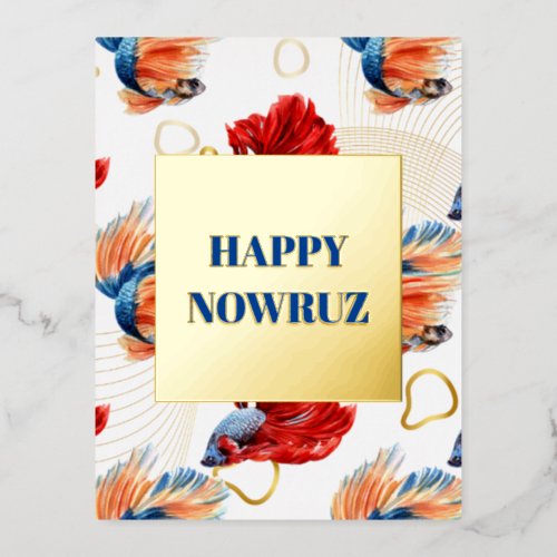 Nowruz Dancing Goldfish Trio Foil Postcard