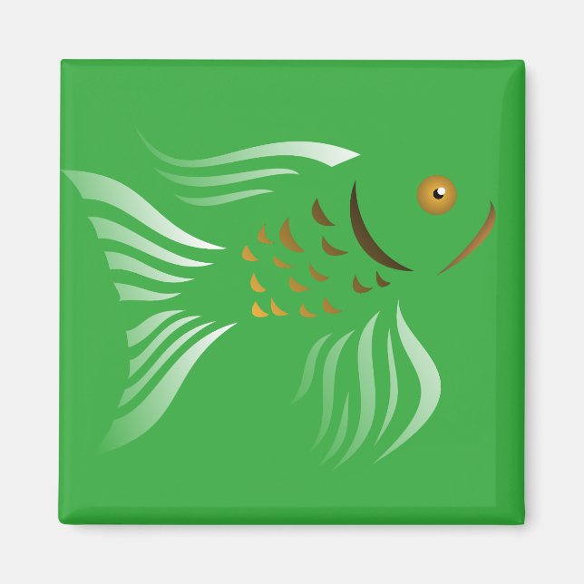 Nowruz Goldfish Vector Graphics Green Background Magnet (Front)