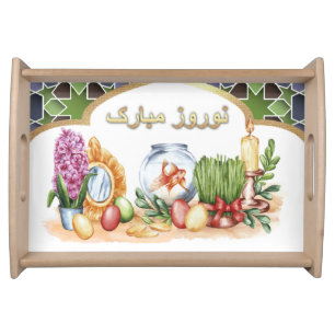 Nowruz Haft Sin painting Persian New Year Gift Serving Tray