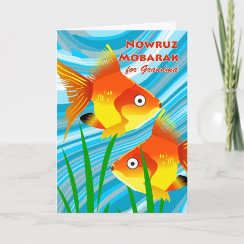 Nowruz Mobarak Persian New Year for Grandma Fish Holiday Card