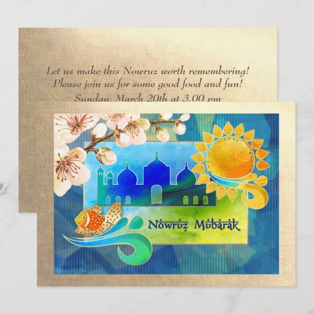 Nowruz Mubarak Persian New Year Party  Invitation (Front/Back)