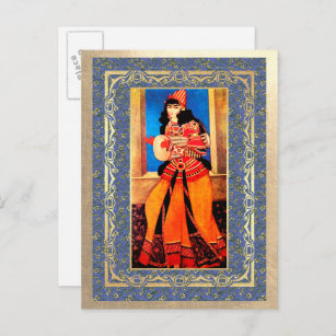 Persian painting large postcardsoriginal Persian miniature cardsTarot cardThe Popess