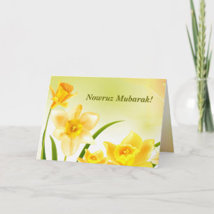 Nowruz Mubarak. Spring Daffodils Persian New Year  Holiday Card