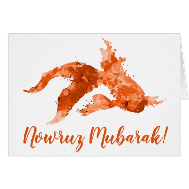 nowruz mubarak watercolor goldfish cards (Front Horizontal)