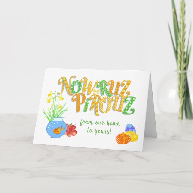Nowruz Our Home to Yours Goldfish Daffodils Card (Front)