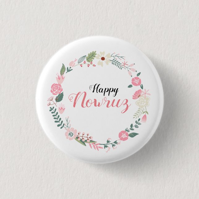 Nowruz Persian Happy Newyear Button (Front)