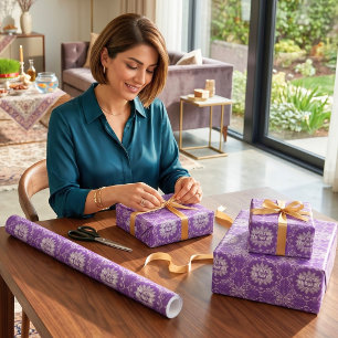 Nowruz Persian New Year Dinner Party Gifts Violet Wrapping Paper