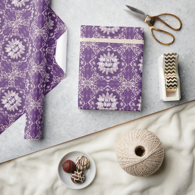 Nowruz Persian New Year Dinner Party Gifts Violet Wrapping Paper (Crafts)