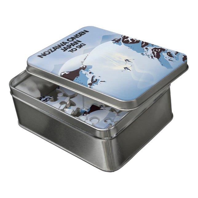 Nozawa Onsen Japan ski print. Jigsaw Puzzle (Lid Open)