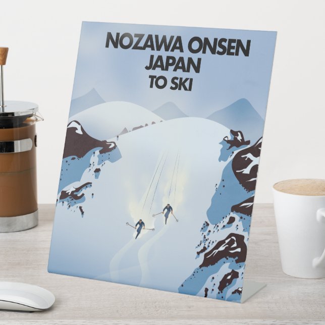 Nozawa Onsen Japan ski print. Pedestal Sign (In SItu)
