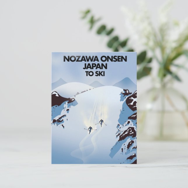 Nozawa Onsen Japan ski print. Postcard (Standing Front)