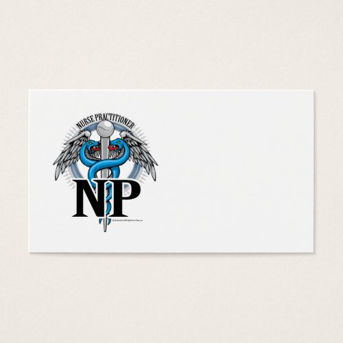 NP Blue Caduceus Business Cards