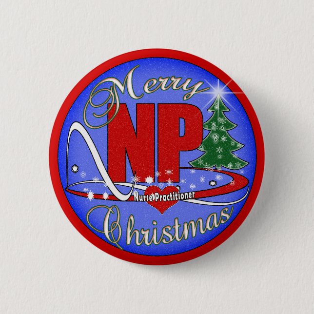 NP CHRISTMAS MERRY - NURSE PRACTITIONER BUTTON (Front)