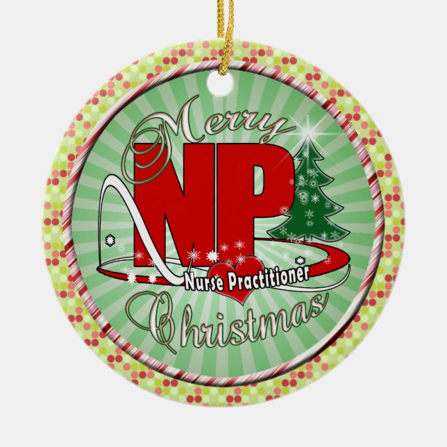 NP CHRISTMAS Nurse Practitioner Ceramic Ornament (Front)