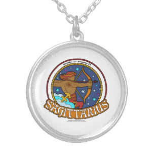 NP Sagittarius Medium Silver Plated Round Necklace