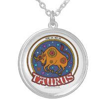 NP Taurus Medium Silver Plated Round Necklace