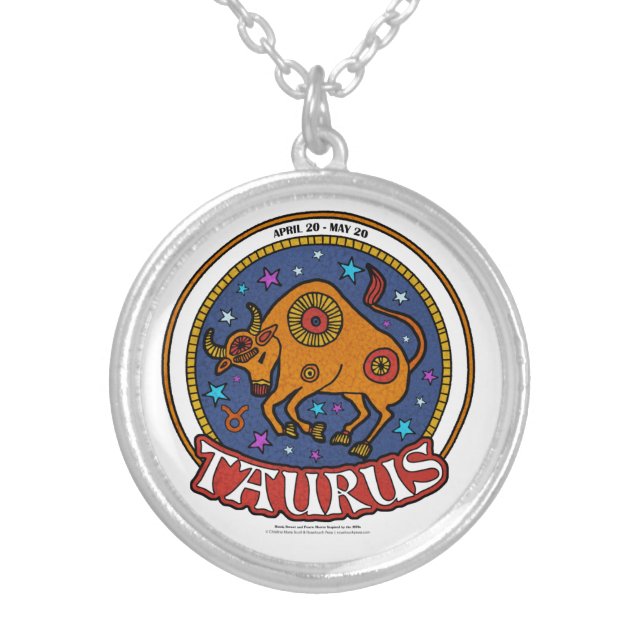 NP Taurus Medium Silver Plated Round Necklace (Front)