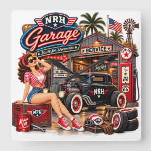 NRH Garage Built for Dreamers Vintage 1950s Wall C Square Wall Clock