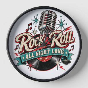NRH Rock and Roll All Night Long Vintage Music Wal Clock
