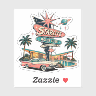 NRH Starlite Motor Court Vintage Atomic Motel Stic Sticker
