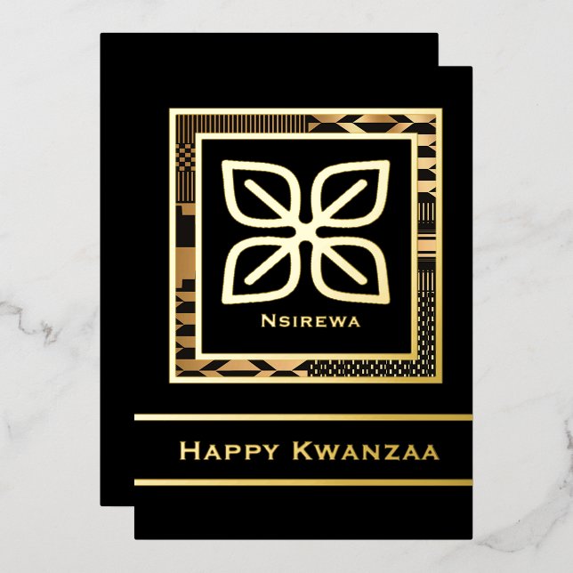 Nsirewa Happy Kwanzaa (Outline) Foil Holiday Card (Front/Back)