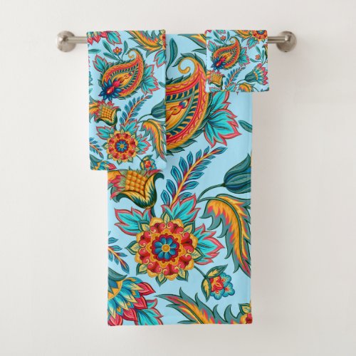 ntage paisley on blue background bath towel se