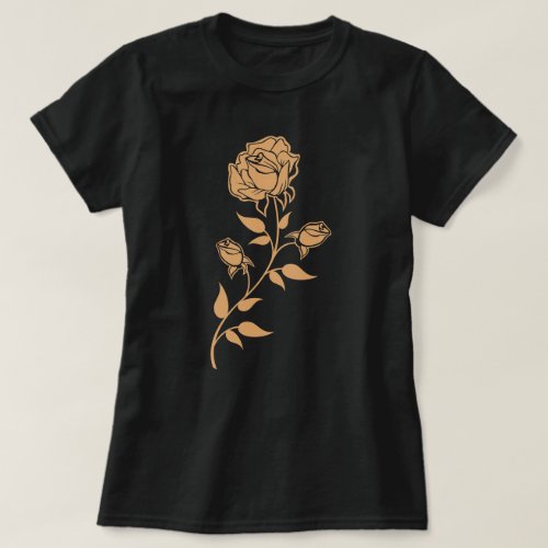 ntricate Ornate Rose Branch Floral Design T-Shirt