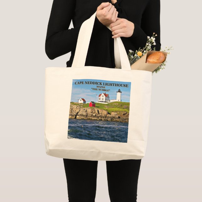 Nubble Light, Cape Neddick Maine Large Tote Bag (Front (Product))