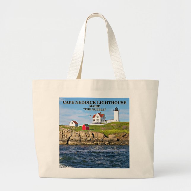 Nubble Light, Cape Neddick Maine Large Tote Bag (Front)