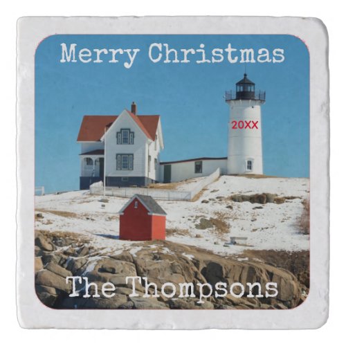 Nubble Light Family  Maine Lighthouse Trivet