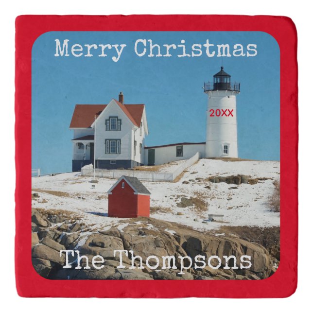 Nubble Light Family Name Maine Lighthouse Trivet (Front)
