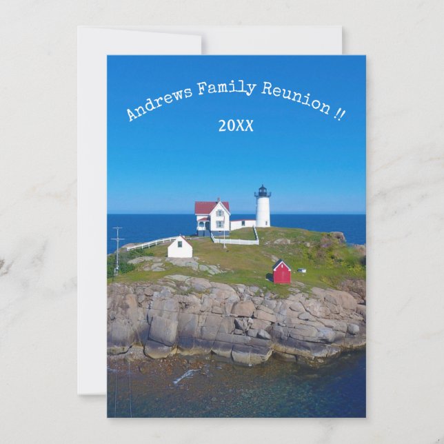 Nubble Light Family Reunion Maine Lighthouse Party Invitation (Front)