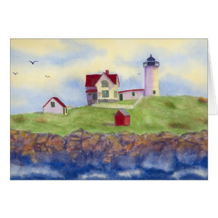 Nubble Light House York Maine Blank Card