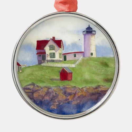 Nubble Light House York Maine Metal Ornament