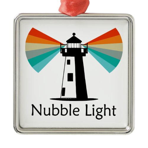 Nubble Light Maine Rainbow Metal Ornament