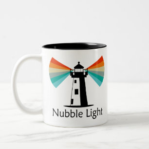 Nubble Light Maine Rainbow Two-Tone Coffee Mug