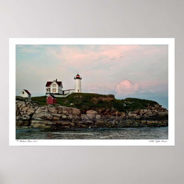 Nubble Light Sunset Poster (Front)