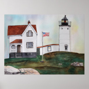 Nubble Light Watercolor Archival Print